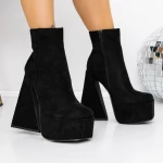 Botine Dama cu Toc gros si platforma 3QF8 Negru » meishop.life