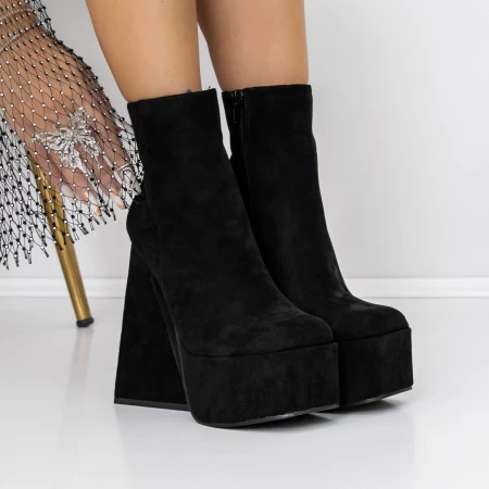 Botine Dama cu Toc gros si platforma 3QF8 Negru » meishop.life