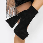 Botine Dama cu Toc gros si platforma 3QF8 Negru » meishop.life