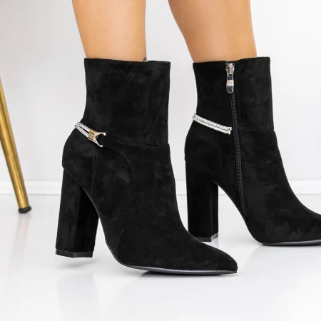 Botine Dama cu Toc gros 3XKK29 Negru » meishop.life