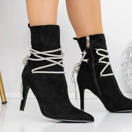 Botine Dama cu Toc subtire 3XKK30 Negru » meishop.life
