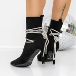 Botine Dama cu Toc subtire 3XKK30 Negru » meishop.life