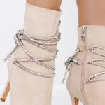 Botine Dama cu Toc subtire 3XKK30 Bej » meishop.life