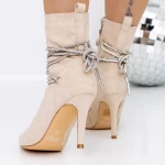 Botine Dama cu Toc subtire 3XKK30 Bej » meishop.life