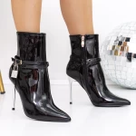 Botine Dama cu Toc subtire 3XKK31 Negru » meishop.life