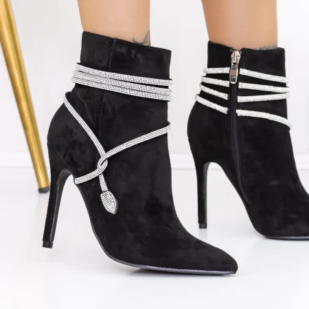 Botine Dama cu Toc subtire 3XKK32 Negru » meishop.life