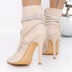 Botine Dama cu Toc subtire 3XKK32 Bej » meishop.life