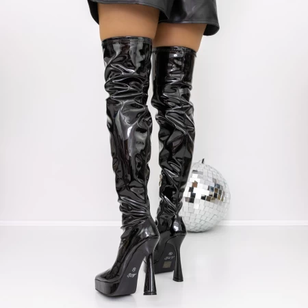 Cizme Dama cu Toc subtire si Platforma 3XKK51 Negru » meishop.life