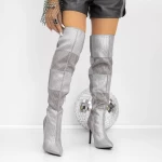 Cizme Dama cu Toc subtire 3JF12 Gri » meishop.life