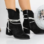 Botine Dama cu Toc gros 3JF11 Negru » meishop.life