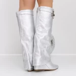 Cizme Dama cu Platforma 3JF7 Argintiu » meishop.life