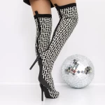 Cizme Dama cu Toc subtire 3JF9 Negru » meishop.life