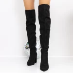 Cizme Dama cu Toc gros 3KV17 Negru » meishop.life