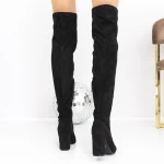 Cizme Dama cu Toc gros 3KV17 Negru » meishop.life