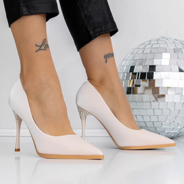 Pantofi Stiletto 3DC27 Bej » meishop.life