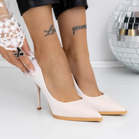 Pantofi Stiletto 3DC27 Bej » meishop.life