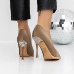 Pantofi Stiletto 3DC27 Kaki » meishop.life