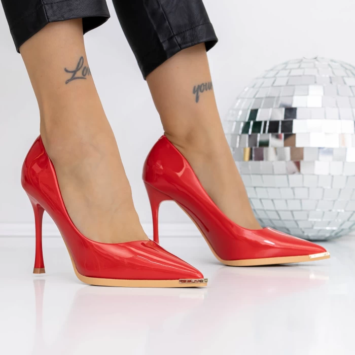 Pantofi Stiletto 3DC39 Rosu » meishop.life