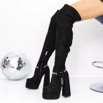 Cizme Dama cu Toc gros si platforma 3LB8 Negru » meishop.life