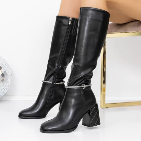Cizme Dama cu Toc gros 3C13 Negru » meishop.life
