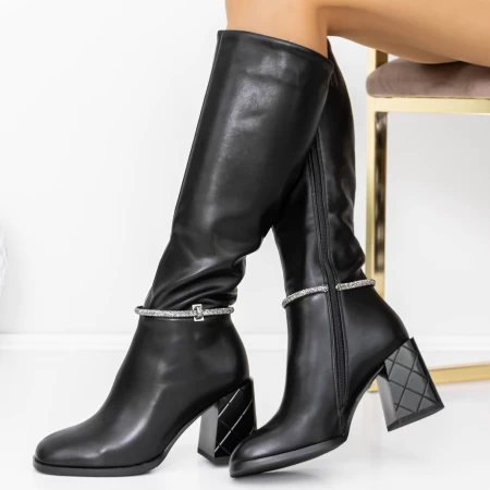 Cizme Dama cu Toc gros 3C13 Negru » meishop.life