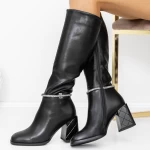 Cizme Dama cu Toc gros 3C13 Negru » meishop.life