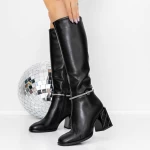 Cizme Dama cu Toc gros 3C13 Negru » meishop.life