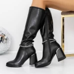 Cizme Dama cu Toc gros 3C10 Negru » meishop.life