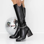 Cizme Dama cu Toc gros 3C10 Negru » meishop.life