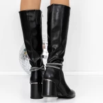 Cizme Dama cu Toc gros 3C10 Negru » meishop.life