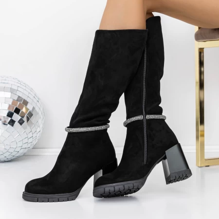 Cizme Dama cu Toc gros 3C9 Negru » meishop.life