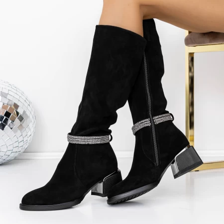 Cizme Dama cu Toc gros 3C11 Negru » meishop.life