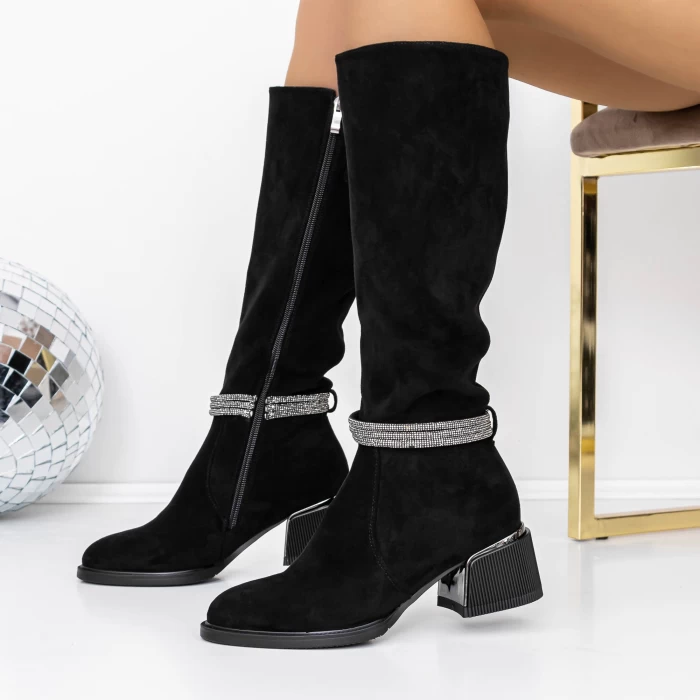 Cizme Dama cu Toc gros 3C11 Negru » meishop.life