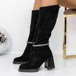 Cizme Dama cu Toc gros 3C9 Negru » meishop.life