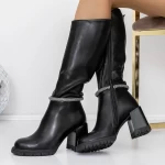 Cizme Dama cu Toc gros 3C9 Negru » meishop.life