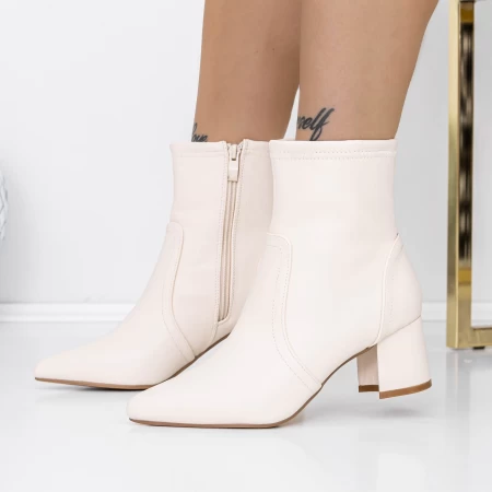 Botine Dama cu Toc gros 3ZYT2 Bej deschis » meishop.life