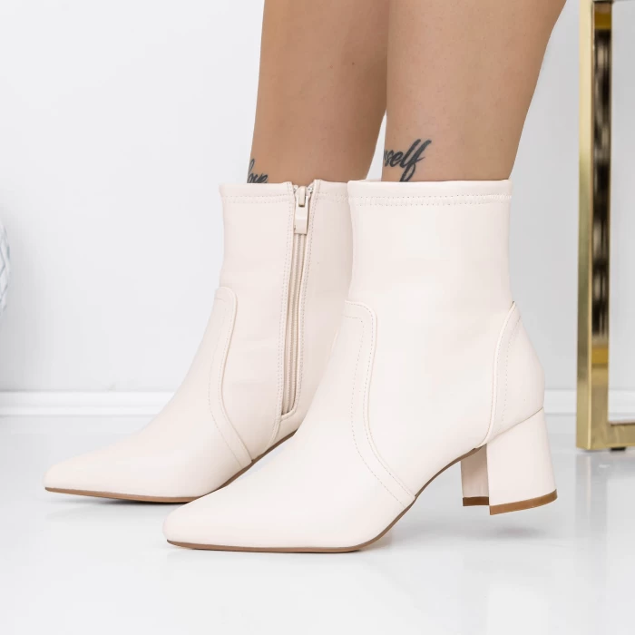 Botine Dama cu Toc gros 3ZYT2 Bej deschis » meishop.life