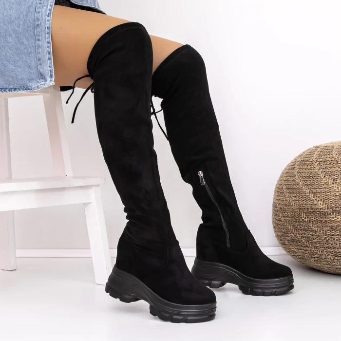 Cizme Dama cu Platforma 3WL53 Negru » meishop.life