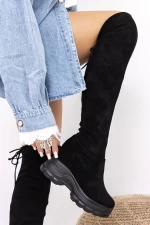 Cizme Dama cu Platforma 3WL53 Negru » meishop.life