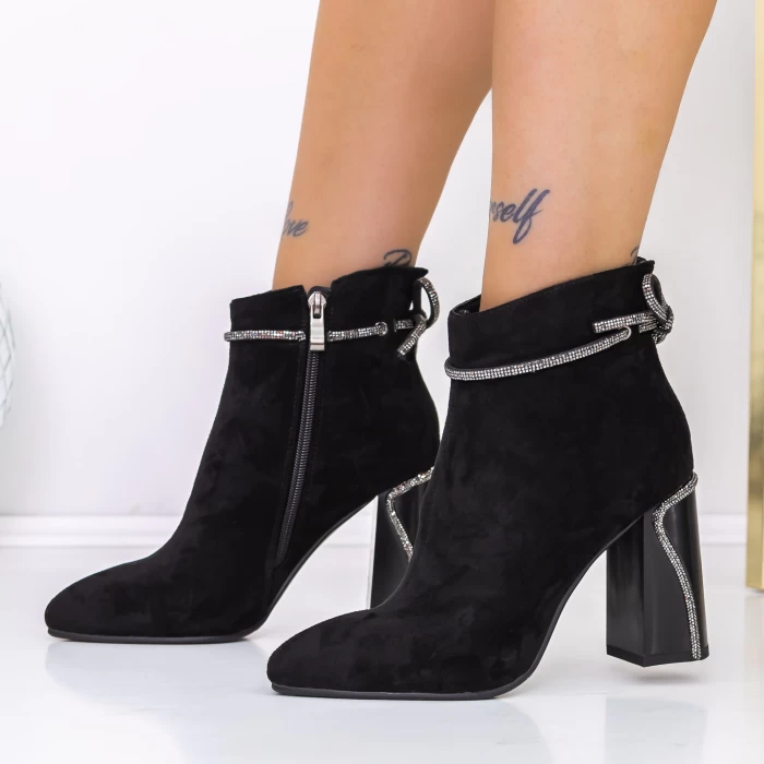 Botine Dama cu Toc gros si platforma 3C3 Negru » meishop.life