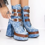 Botine Dama cu Toc gros si platforma 3C5 Albastru » meishop.life