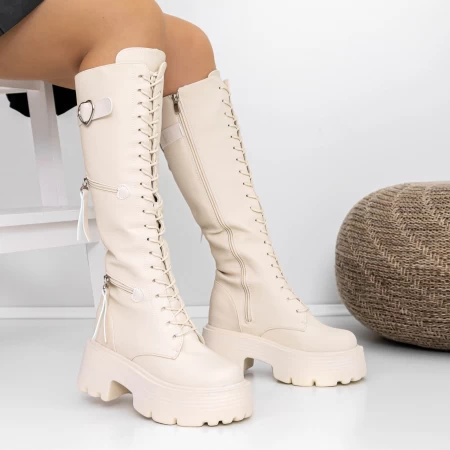 Cizme Dama cu Platforma 3WL18 Bej » meishop.life