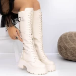 Cizme Dama cu Platforma 3WL18 Bej » meishop.life