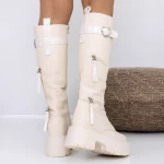 Cizme Dama cu Platforma 3WL18 Bej » meishop.life