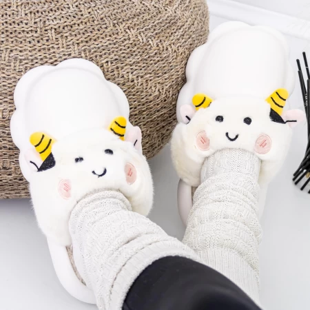 Papuci Dama de Casa W-23 Alb » meishop.life