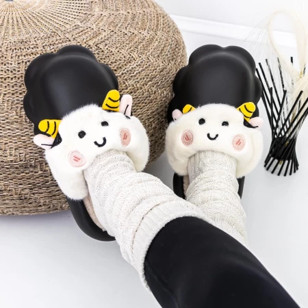 Papuci Dama de Casa W-23 Negru » meishop.life