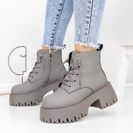 Ghete Dama cu Platforma 3YJ10 Gri » meishop.life