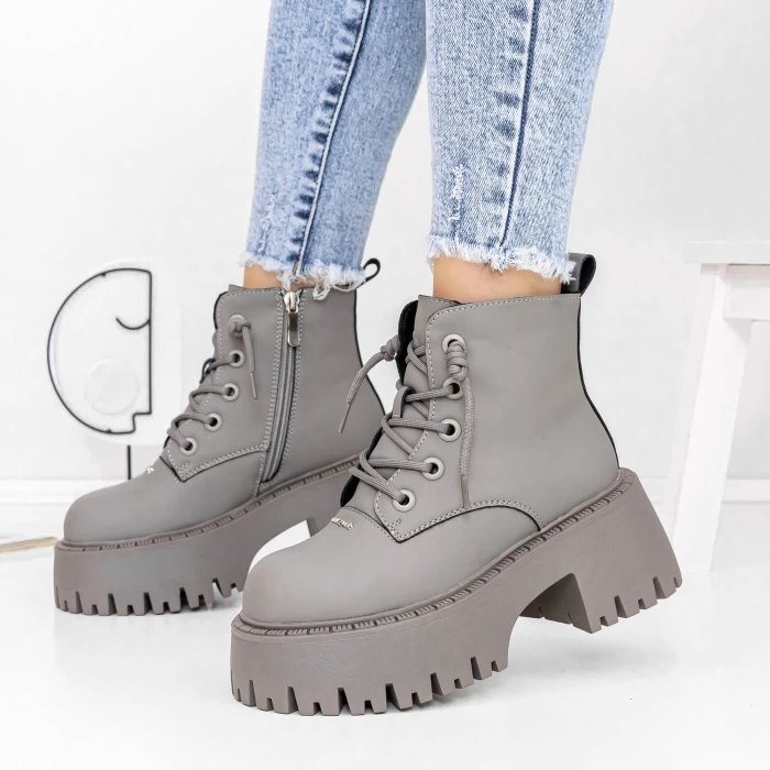 Ghete Dama cu Platforma 3YJ10 Gri » meishop.life