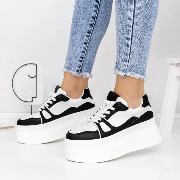 Pantofi Sport Dama cu Platforma 3WL70 Negru » meishop.life