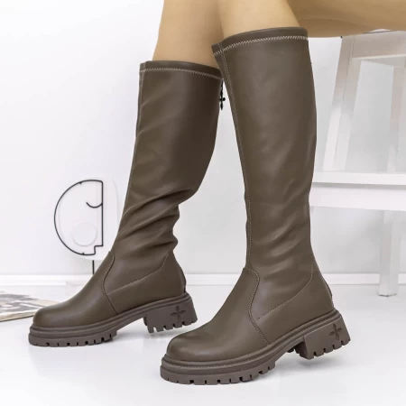 Cizme Dama 8018 Kaki » meishop.life